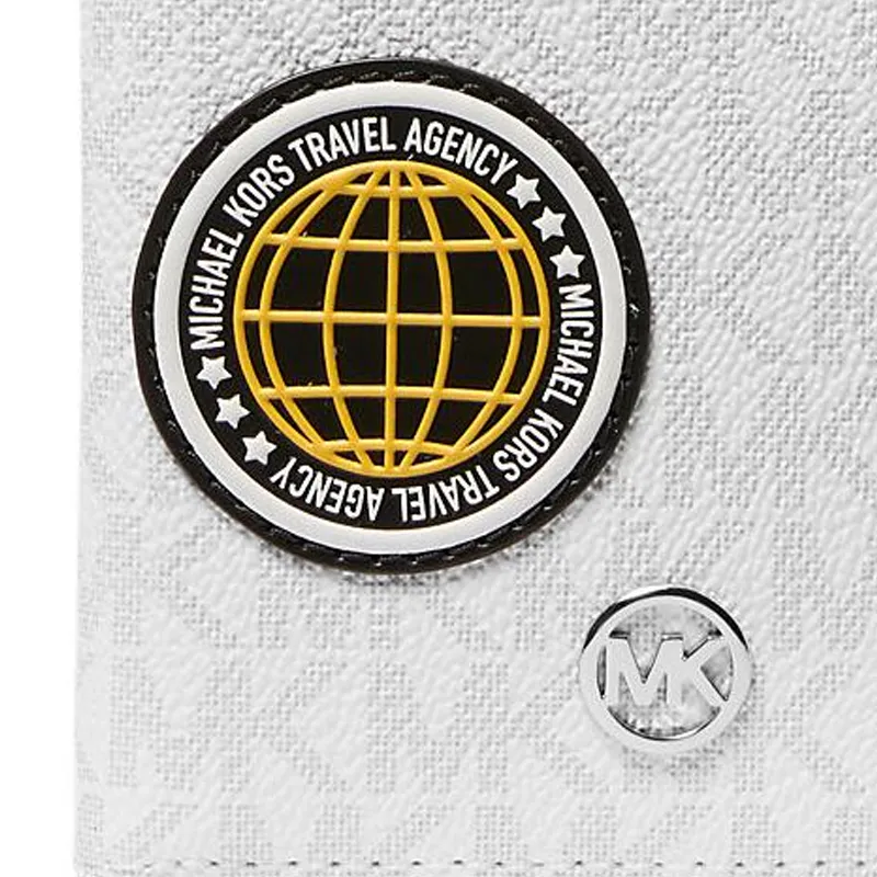MICHAEL KORS Jet Set Travel Coated Canvas Passport Holder Medium Size Unisex Optical White-3
