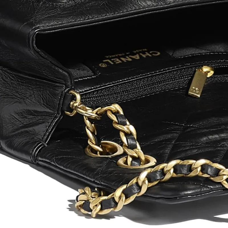CHANEL 19Bag Smooth Cow Leather & Metal Crossbody Portable One Shoulder Backpack Trumpets Women's Black-4