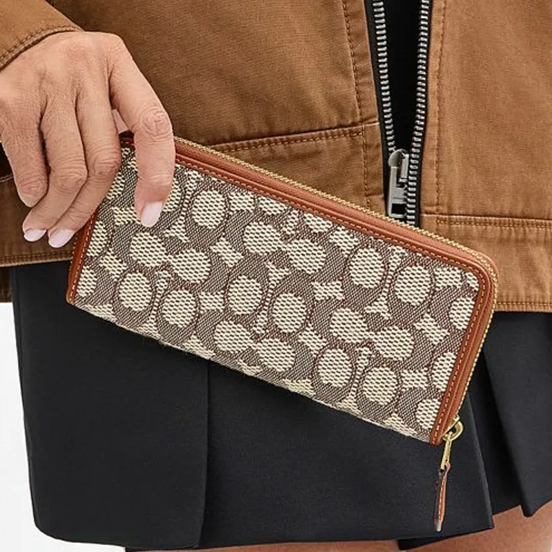 COACH Jacquard Wallet Small Size Women's Cocoa-Painted Amber-4