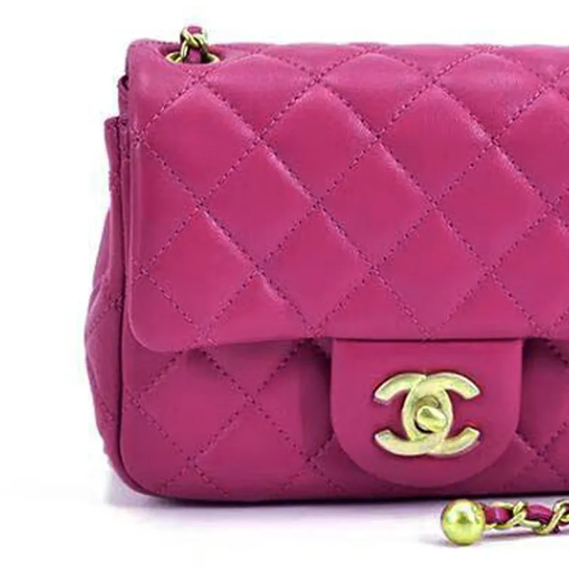 CHANEL Classic Flap CF Diamond Pattern Lambskin Mini Square Flap Bag, Shoulder Bag, Crossbody Bag Women's Purple-2