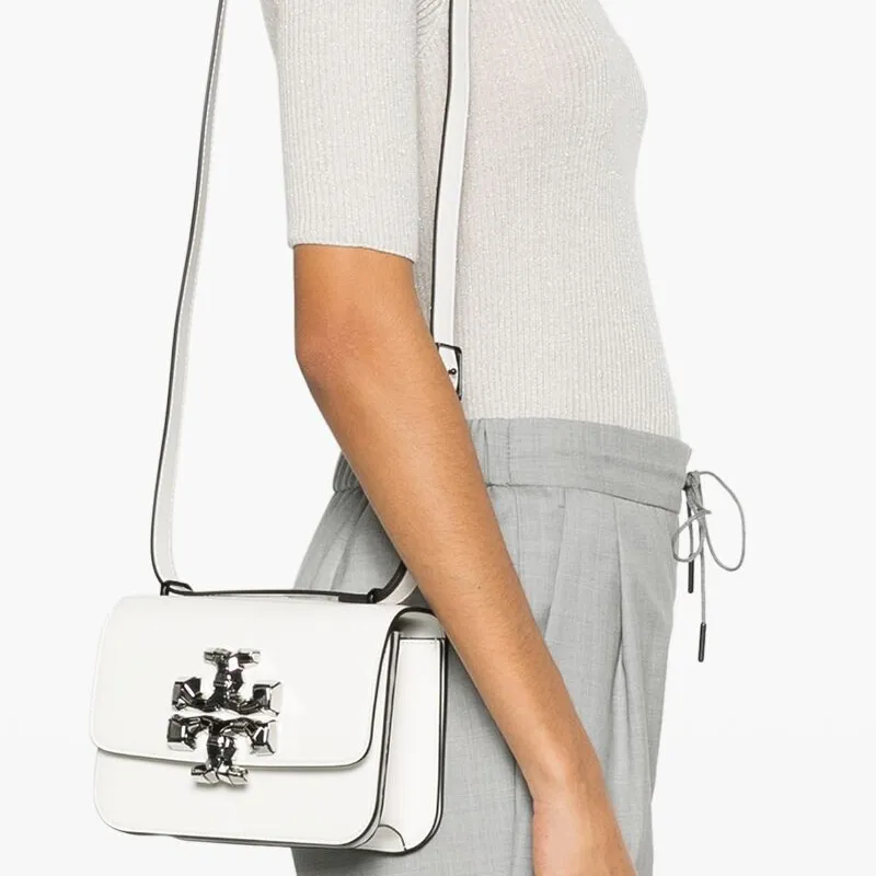 TORY BURCH Eleanor Calfskin Crossbody Bag, Shoulder Bag Small Size Women's White-5