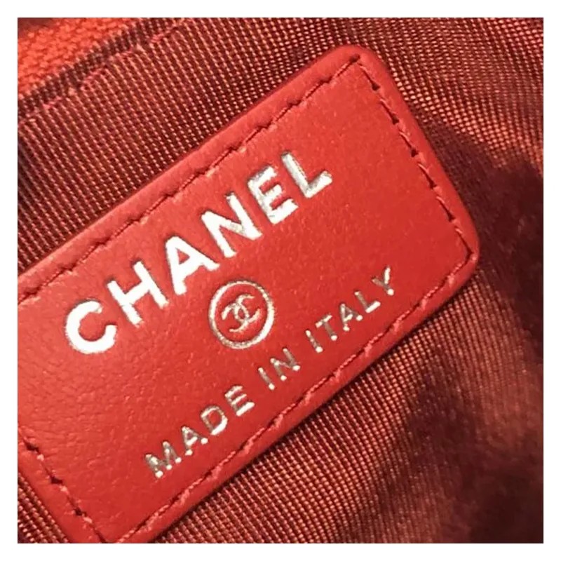 CHANEL Leboy Litchi Skin Wallet, Card Holder Women's Red-3