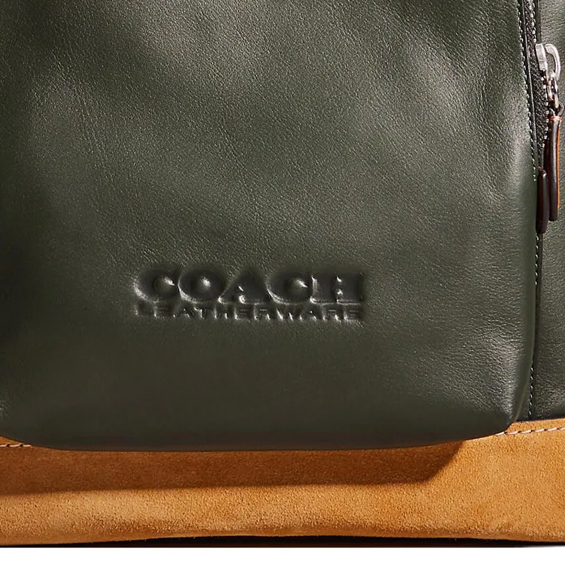 COACH League Calfskin Backpack Large Size Men's Amazon Green Multi-2