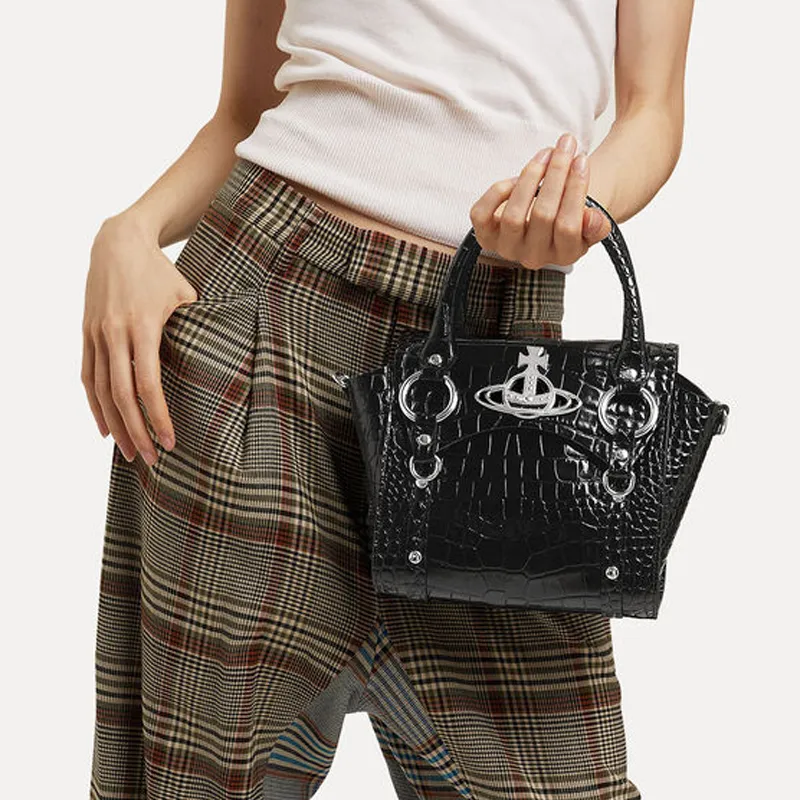 Vivienne Westwood BETTY Leather Shoulder Bag, Crossbody Bag, Handbag Trumpets Women's Black-4