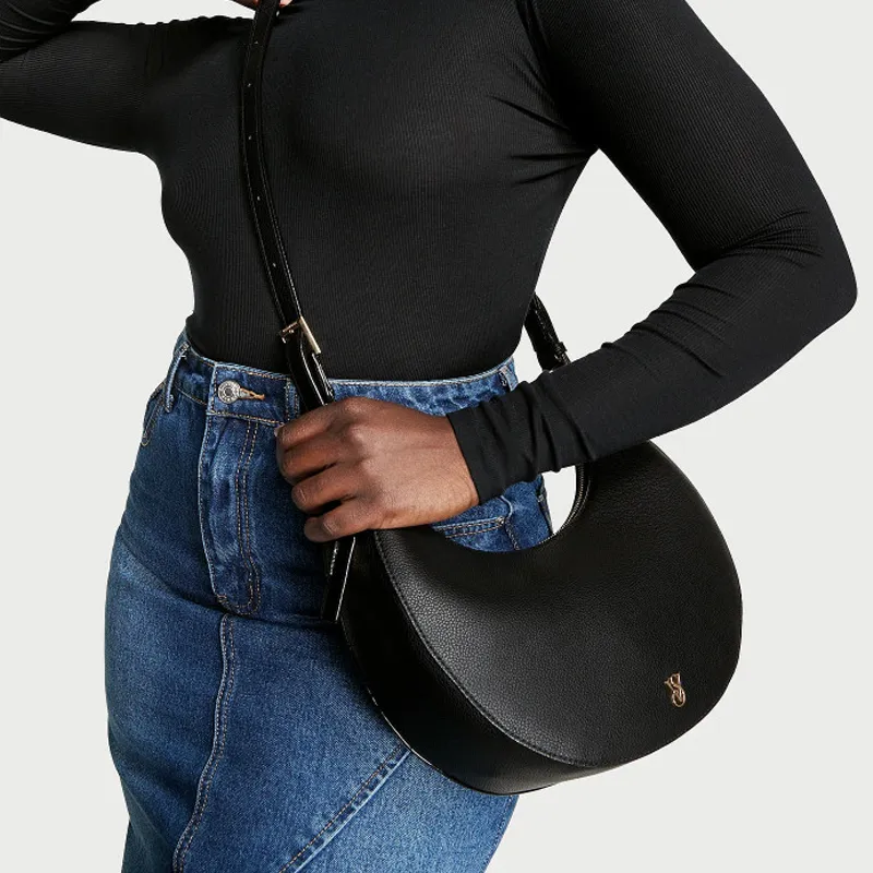Victoria's Secret PU Shoulder Bag Medium Size Women's Black-3