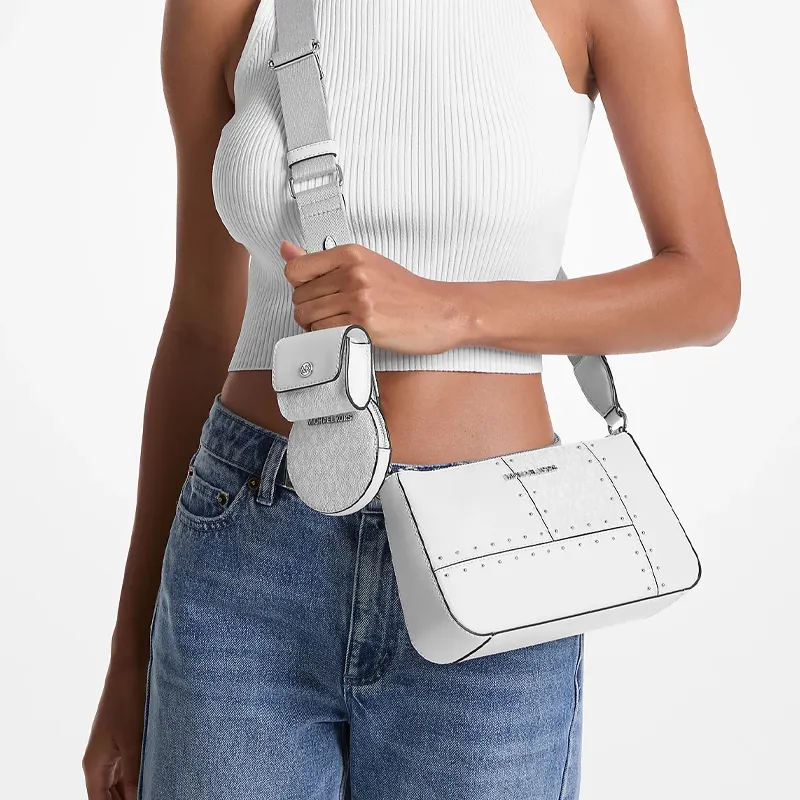 MICHAEL KORS Jet Set Travel Polyurethane Crossbody Bag Trumpets Women's Light White-4