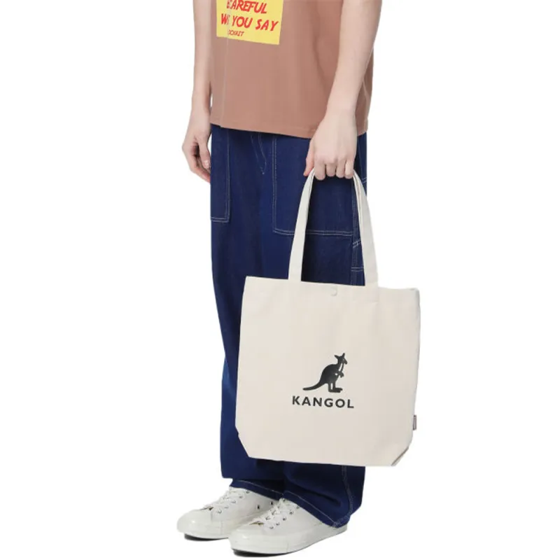 KANGOL Canvas Tote Bag Shopping Bag Handbag Regular Unisex Ecru-2