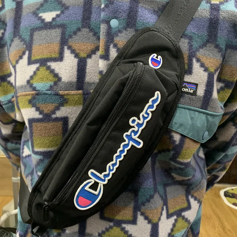 Champion Polyester Crossbody Bag, Fanny Pack Unisex Black-5