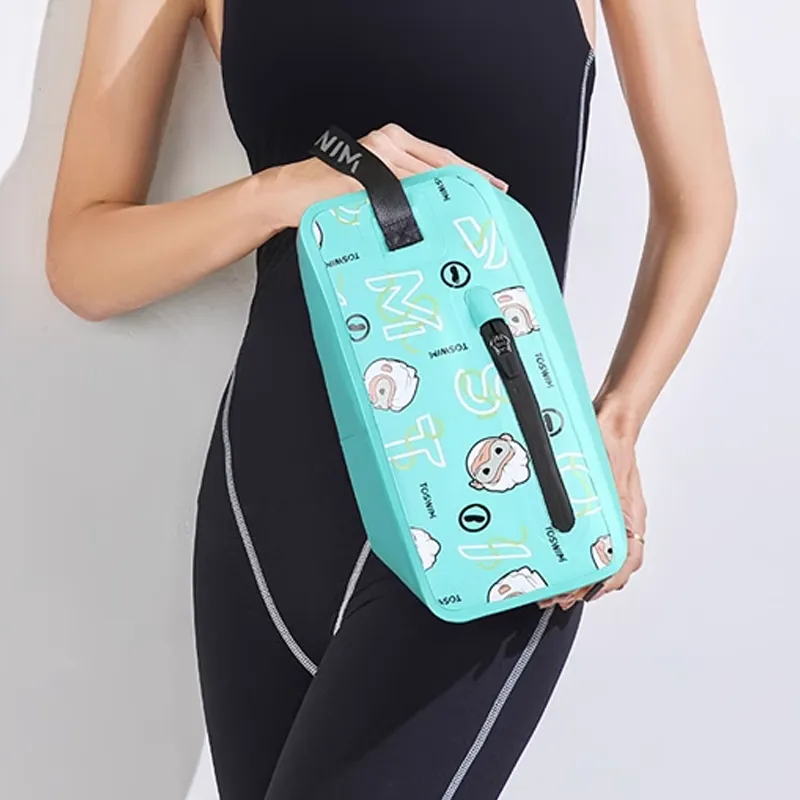 TOSWIM Polyester Portable Toiletry Bag Unisex Black/Green-5