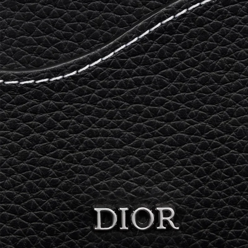 DIOR Grained Calfskin Saddle Card Holder Women's Black-3