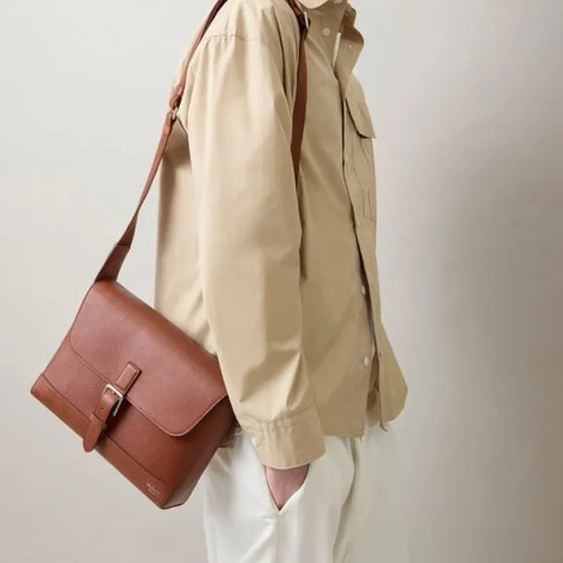Mulberry Vegetable Tanned Leather Shoulder Bag Crossbody Bag Small Size Men's Umber-4