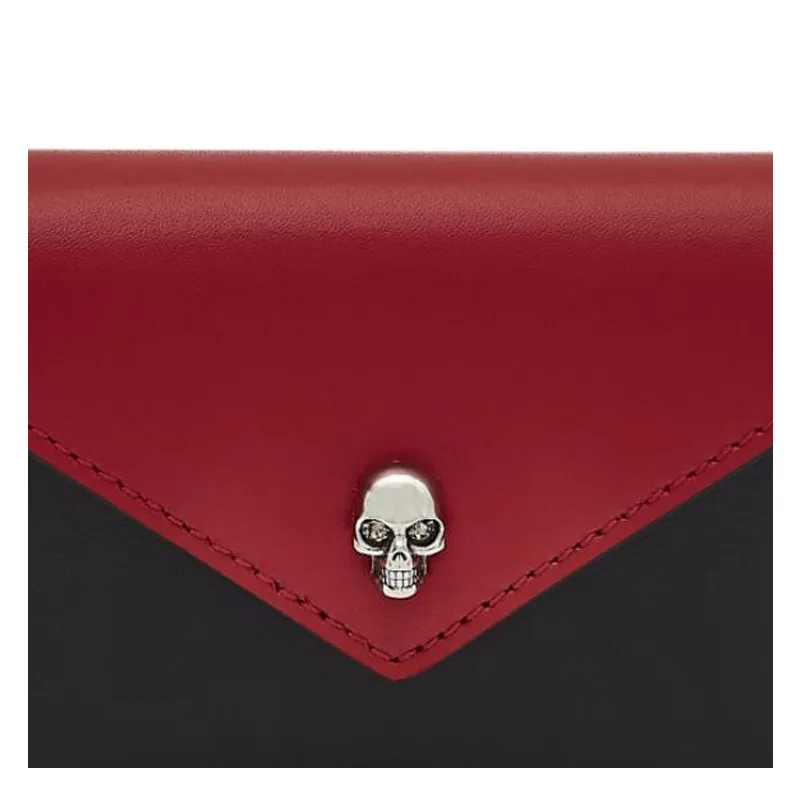 Alexander McQueen Leather Paper Card Holder Storage Bag Men's Black & Red-4