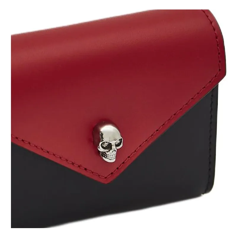 Alexander McQueen Leather Paper Card Holder Storage Bag Men's Black & Red-3