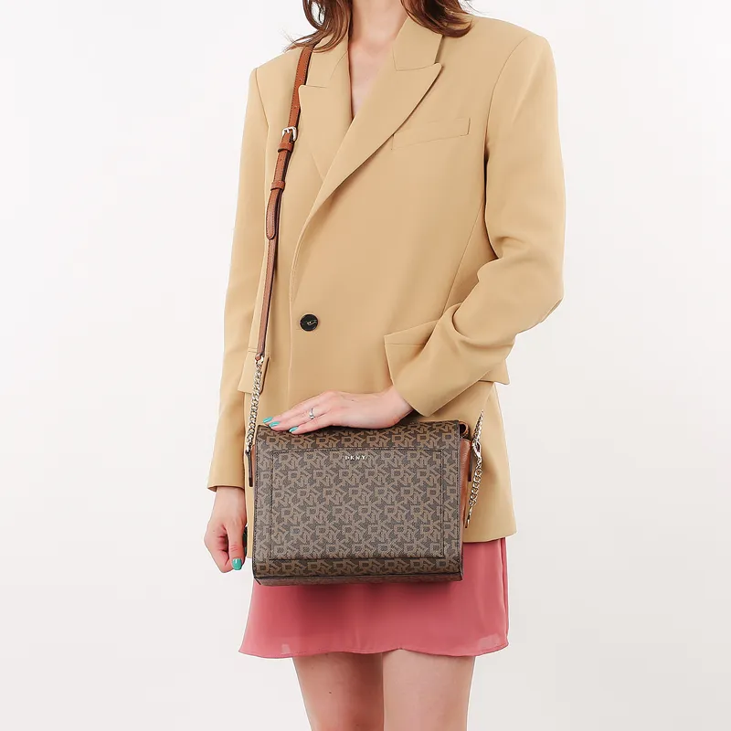 DKNY Artificial Leather Crossbody Bag, Shoulder Bag Women's Brown-3