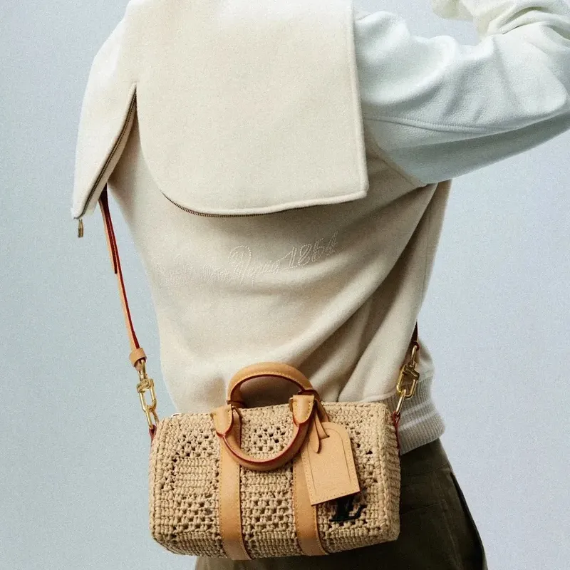 LOUIS VUITTON Keepall Bandouliere 25 Damier Raffia Natural Beige-5