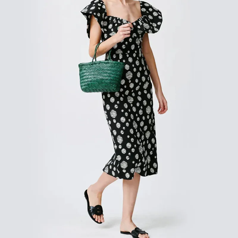 Dragon Diffusion Leather Tote Bag, Shopping Bag, Handbag Mini Unisex Green-4