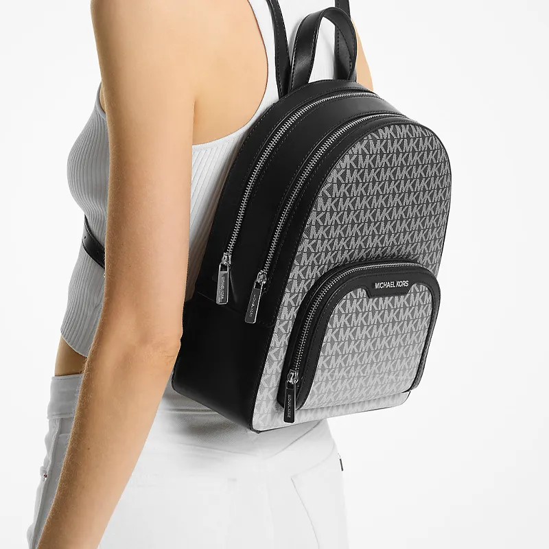 MICHAEL KORS Jaycee Coated Canvas Backpack Medium Size Women's Black-4