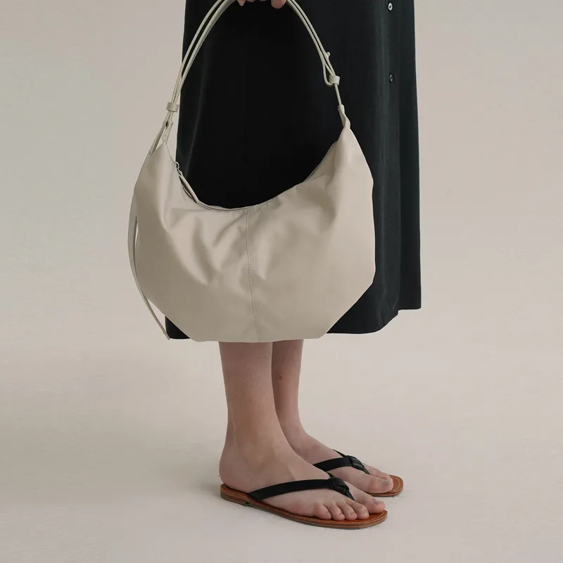 NOTHING WRITTEN Nylon And Leather Handbag Shoulder Bag Women's Salt-Colored-4