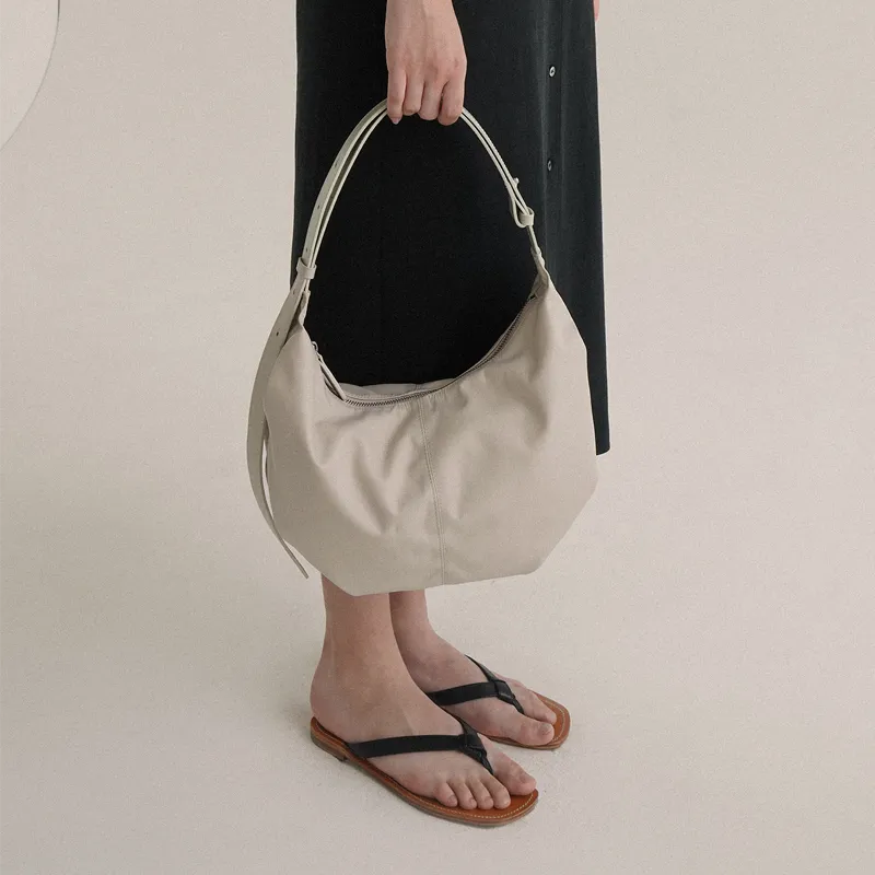 NOTHING WRITTEN Nylon And Leather Handbag Shoulder Bag Women's Salt-Colored-5