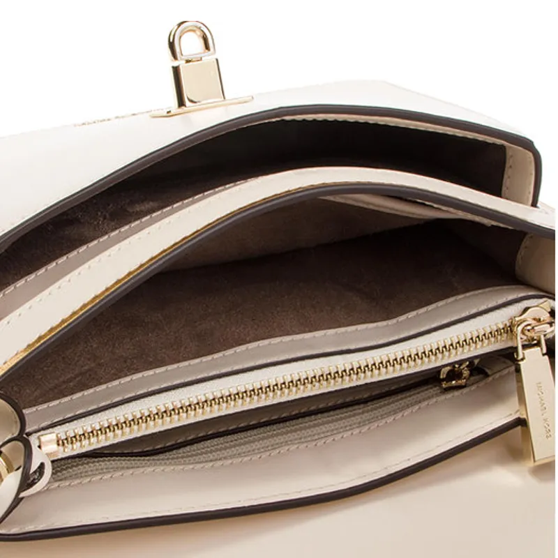 MICHAEL KORS Tatiana Cow Leather Trunk Bag Shoulder Bag Crossbody Bag Large Size Women's Cream White-4