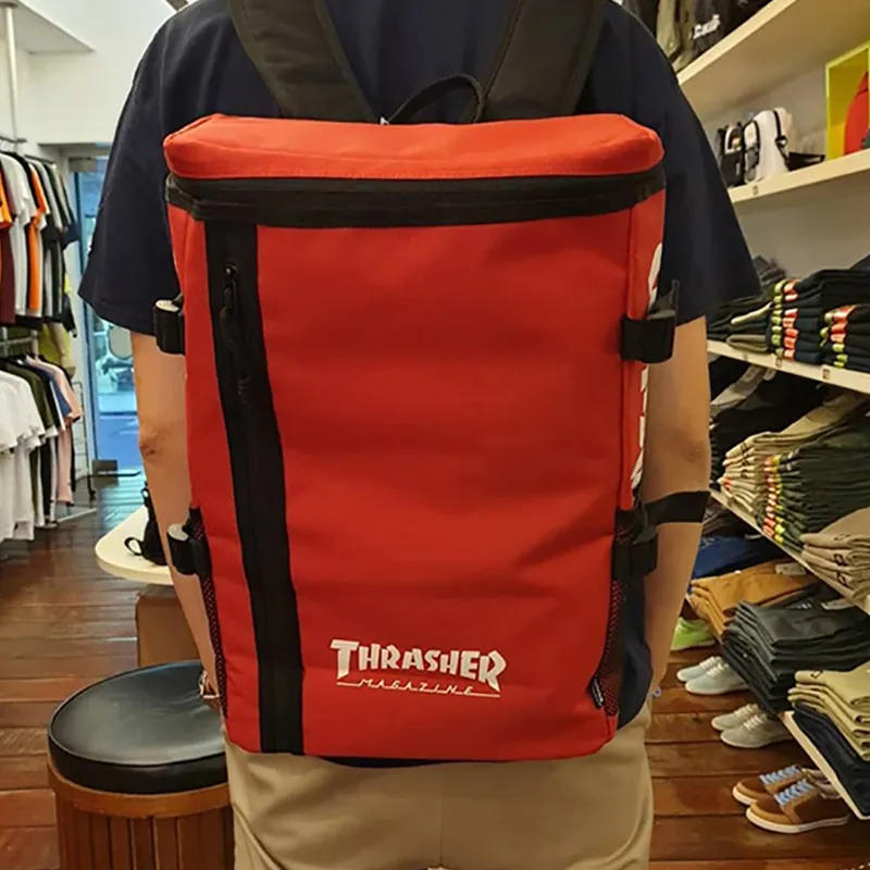 Thrasher Polyester Double-Shoulder Backpack Unisex Red-5