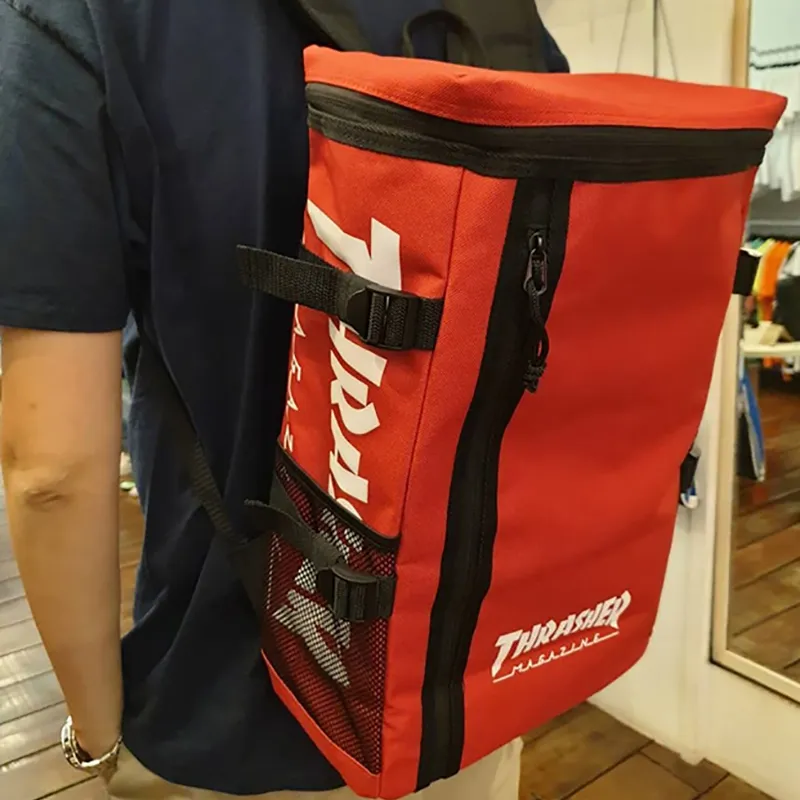 Thrasher Polyester Double-Shoulder Backpack Unisex Red-4