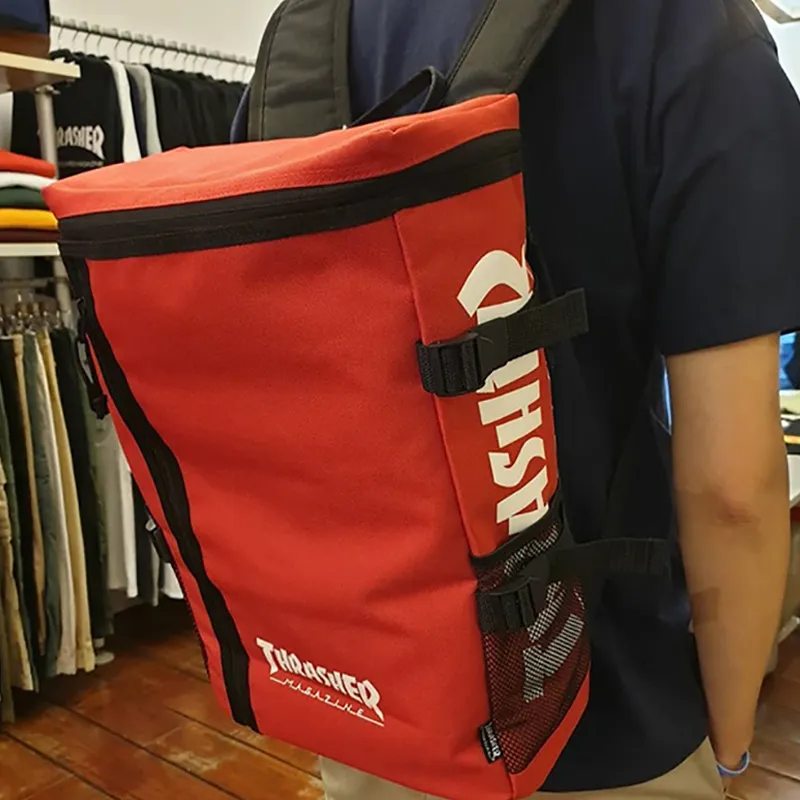 Thrasher Polyester Double-Shoulder Backpack Unisex Red-3