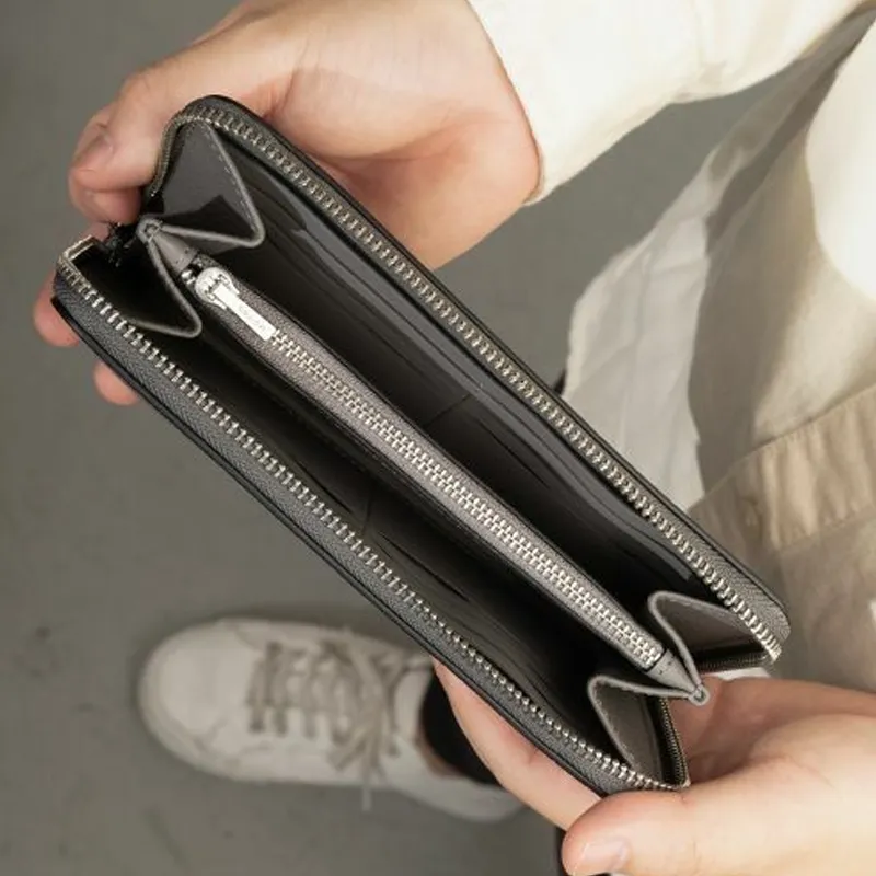 COACH Accordion Wallet Leather Wallet Small Size Men's Charcoal Gray-4