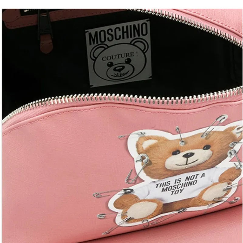MOSCHINO Nylon Fabric Backpack Large Size Unisex Pink-4