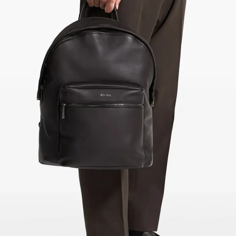 Zegna Calfskin Backpack Men's Umber-4