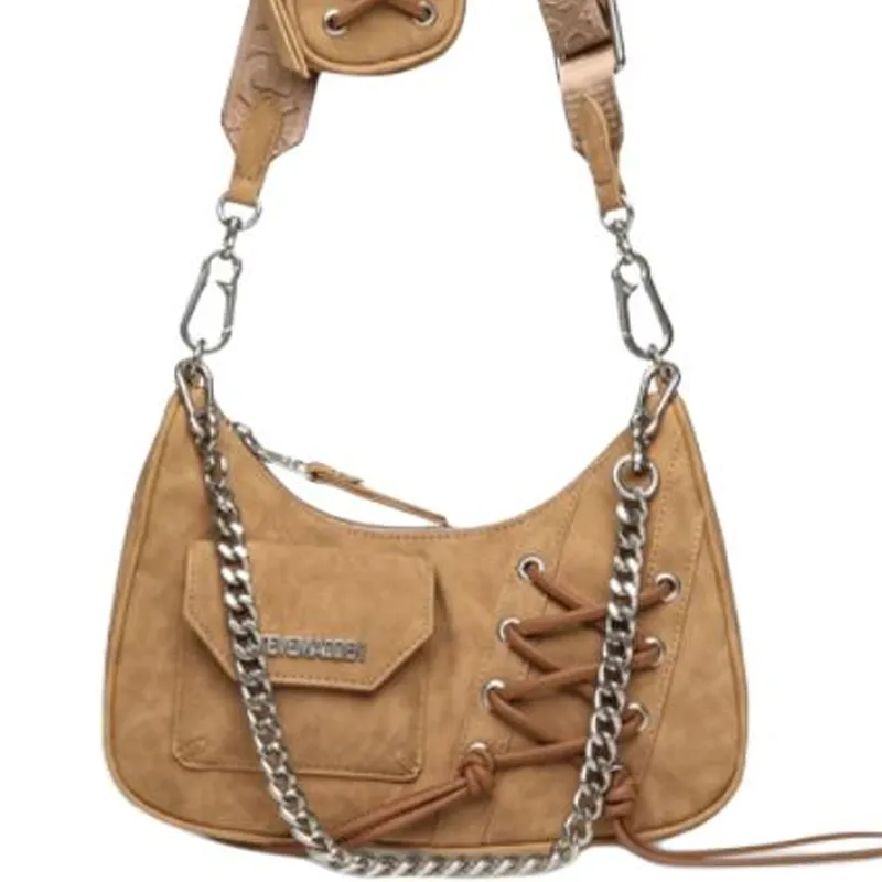 STEVE MADDEN PU Crescent Bag Shoulder Bag Small Size Women's Yellow Brown-4