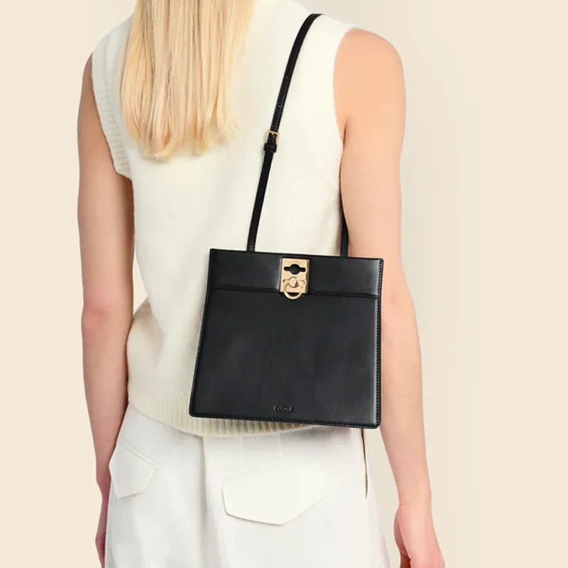 CAFUNE Cow Leather Crossbody Bag Shoulder Bag Women's Black-4