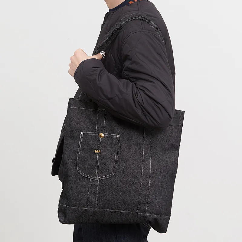 Lee Cotton Tote Bag Shopping Bag Eco Bag Shoulder Bag Regular Unisex Black-4