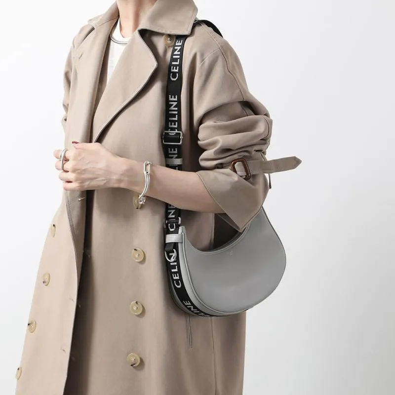 CELINE AVA Smooth Cow Leather Handbag Shoulder Bag Handbag Medium Size Unisex Light Gray-5