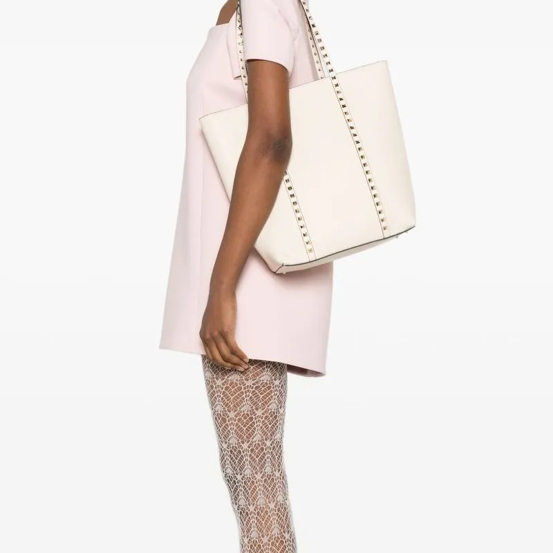 Valentino VT Tote Bag Shopping Bag Handbag Shoulder Bag Women's White-4