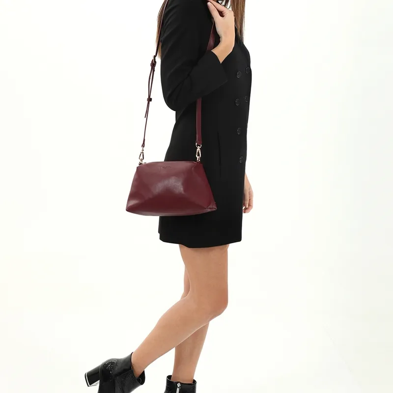 Folli Follie Synthetic Leather Handbag, Shoulder Bag Regular Unisex Burgundy-3