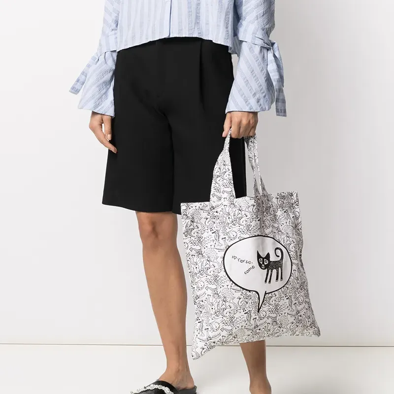 10 CORSO COMO Fabric Tote Bag Shopping Bag Handbag Women's White & Black-4