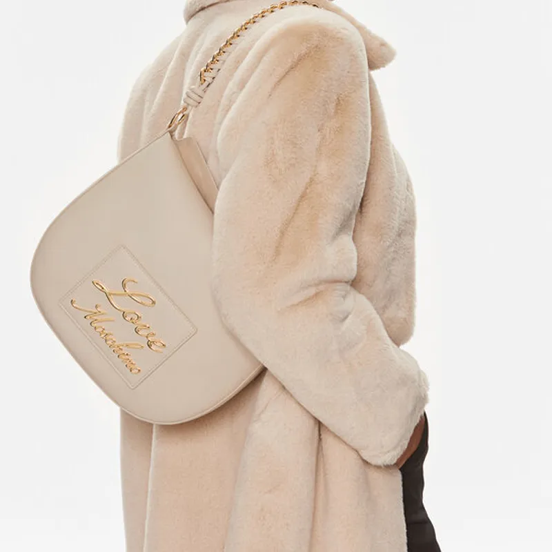 LOVE MOSCHINO PU Hobo Bag, Handbag, Shoulder Bag Women's Ivory White-4