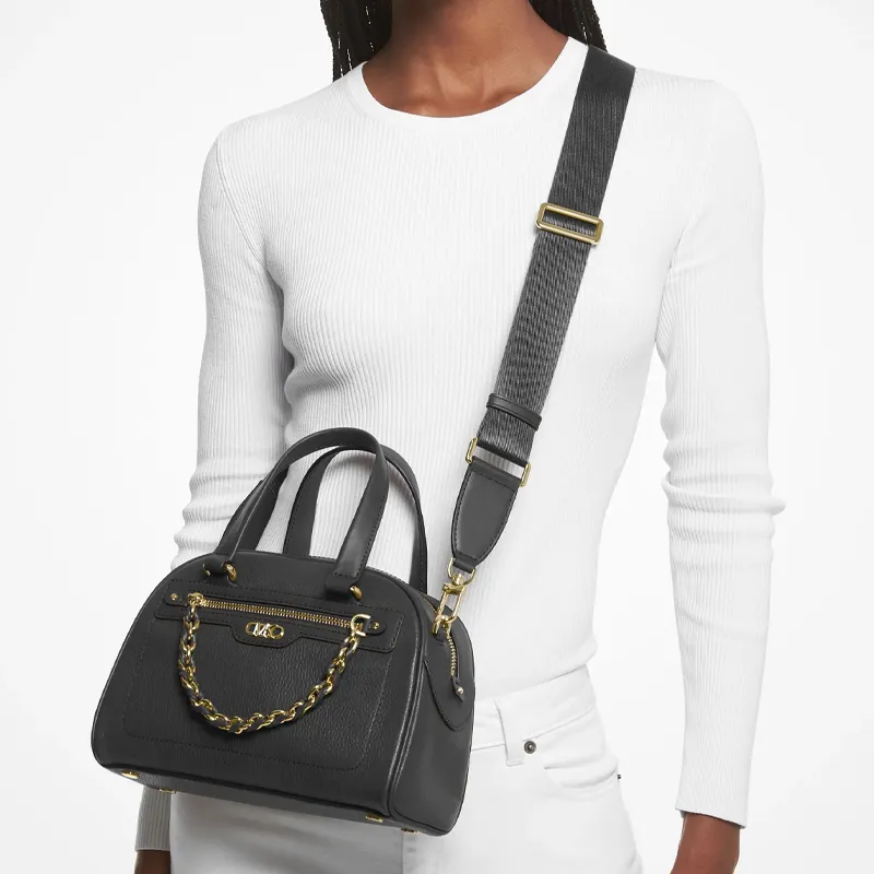 MICHAEL KORS Cow Leather Dome Bag, Shoulder Bag, Crossbody Bag, Handbag Trumpets Women's Black-2