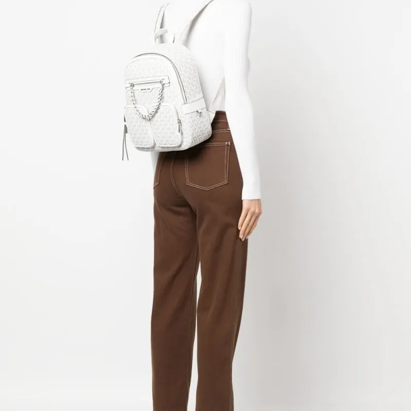 MICHAEL KORS Elliot Polyurethane Backpack Women's Gray/White-4