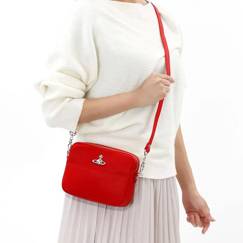 Vivienne Westwood Leather Clutch, Crossbody Bag, Shoulder Bag Women's Red-4