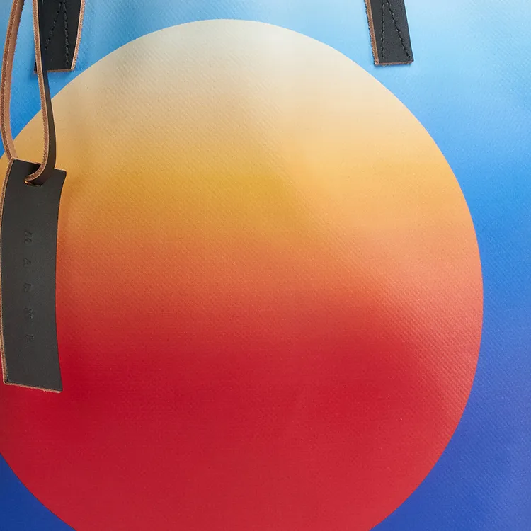 MARNI Tribeca Cow Leather Tote Bag Shopping Bag Shoulder Bag Handbag Men's Blue/Orange-5