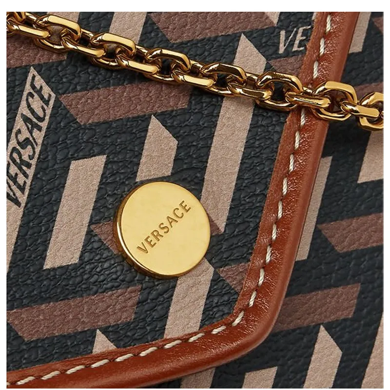 FANSIZHE VERSACE Cow Leather Crossbody Bag Men's Brown-4