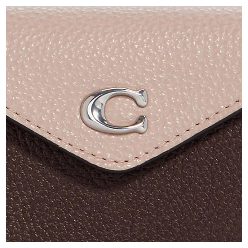 COACH Tammie Pebbled Leather Wallet Women's Brown & Pink-3
