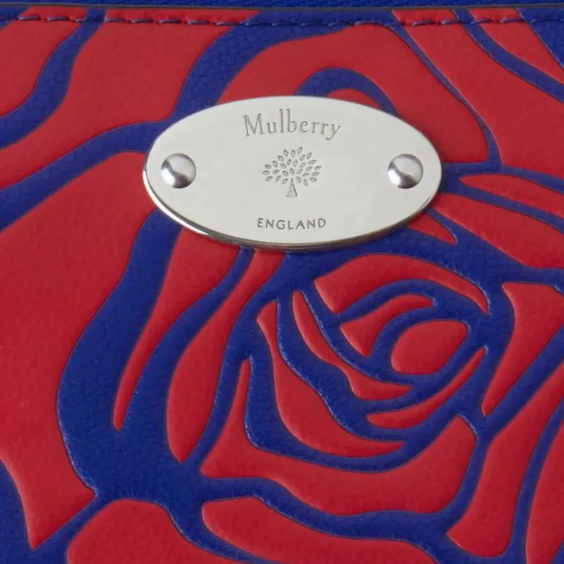 Mulberry Grained Calfskin Wallet Women's Red Blue-2