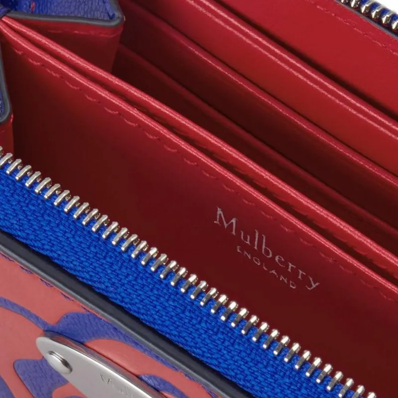 Mulberry Grained Calfskin Wallet Women's Red Blue-3
