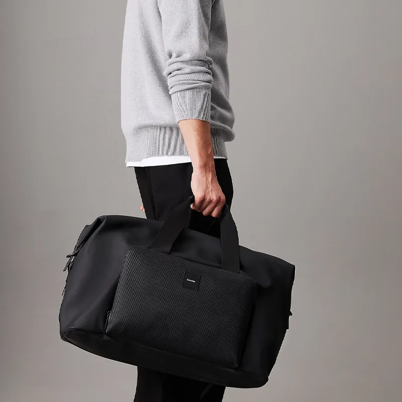 CALVIN KLEIN PU Weekend Bag, One Shoulder Handbag, Travel Bag Men's Black-4