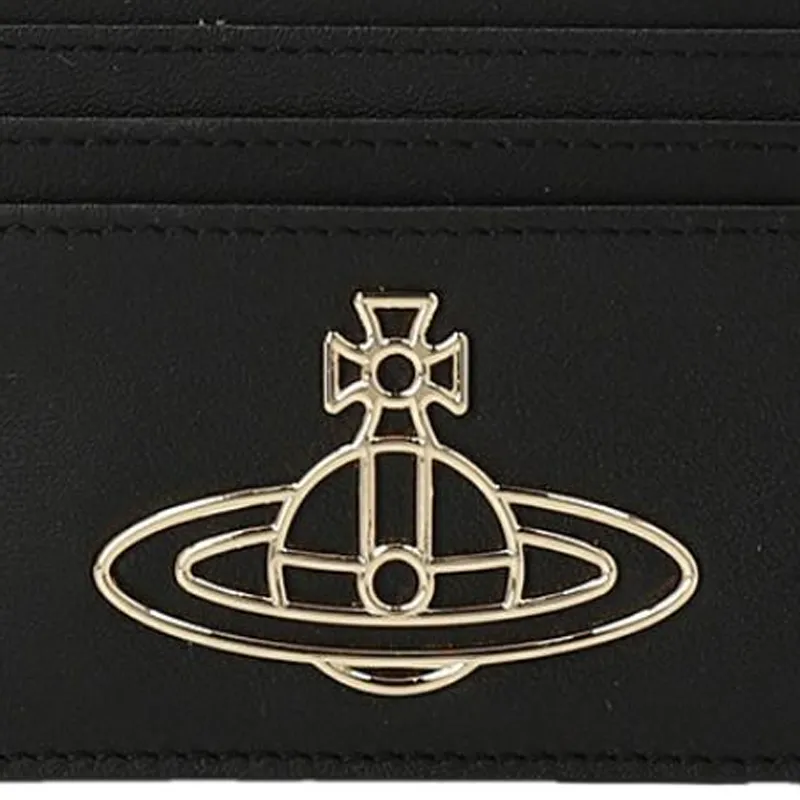 Vivienne Westwood Leather Card Holder Wallet Women's Black-2