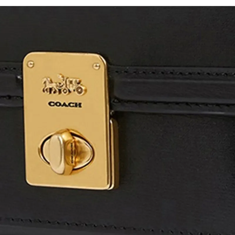 COACH Hutton Calfskin Handheld Wallet Women's Black-4