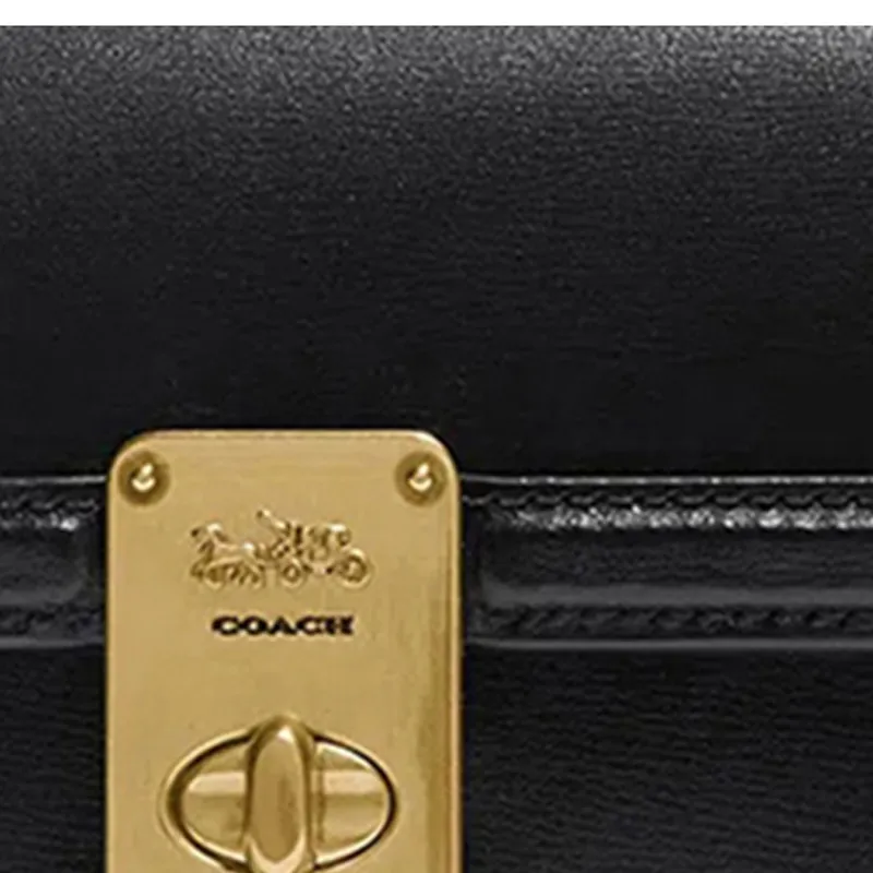 COACH Hutton Calfskin Handheld Wallet Women's Black-5